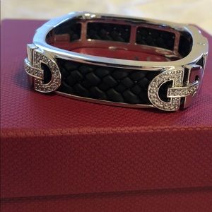 Black Italian rubber bracelet w/stones